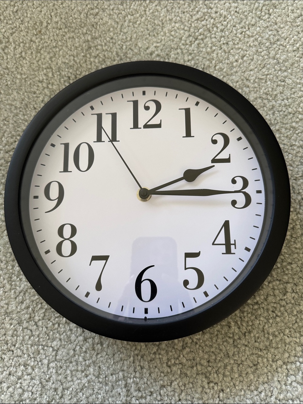 Classic Black Frame Wall Clock with White Dial